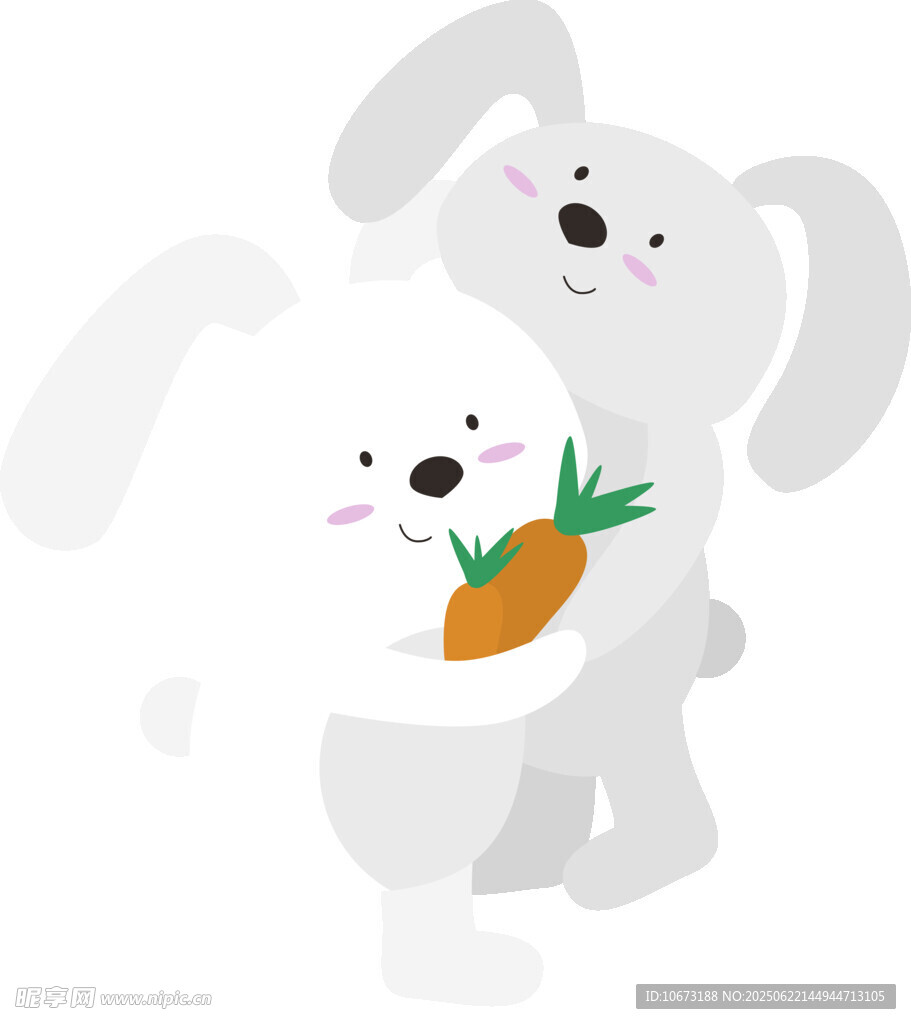 两只兔子与胡萝卜的温馨画面