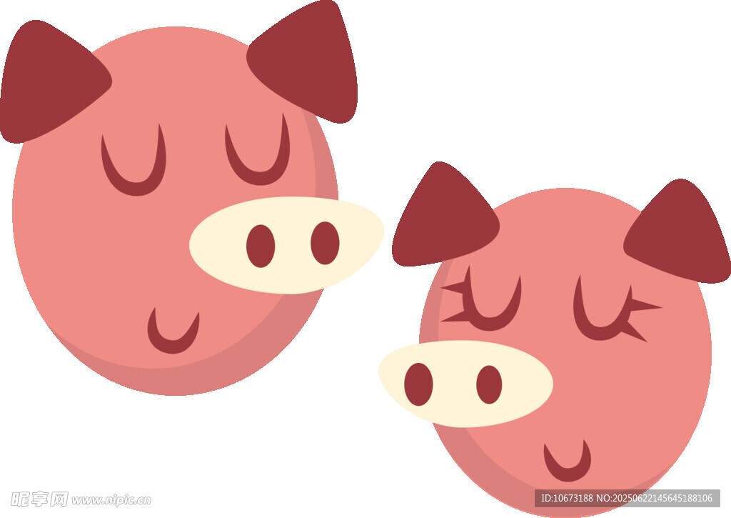可爱闭眼小猪头像