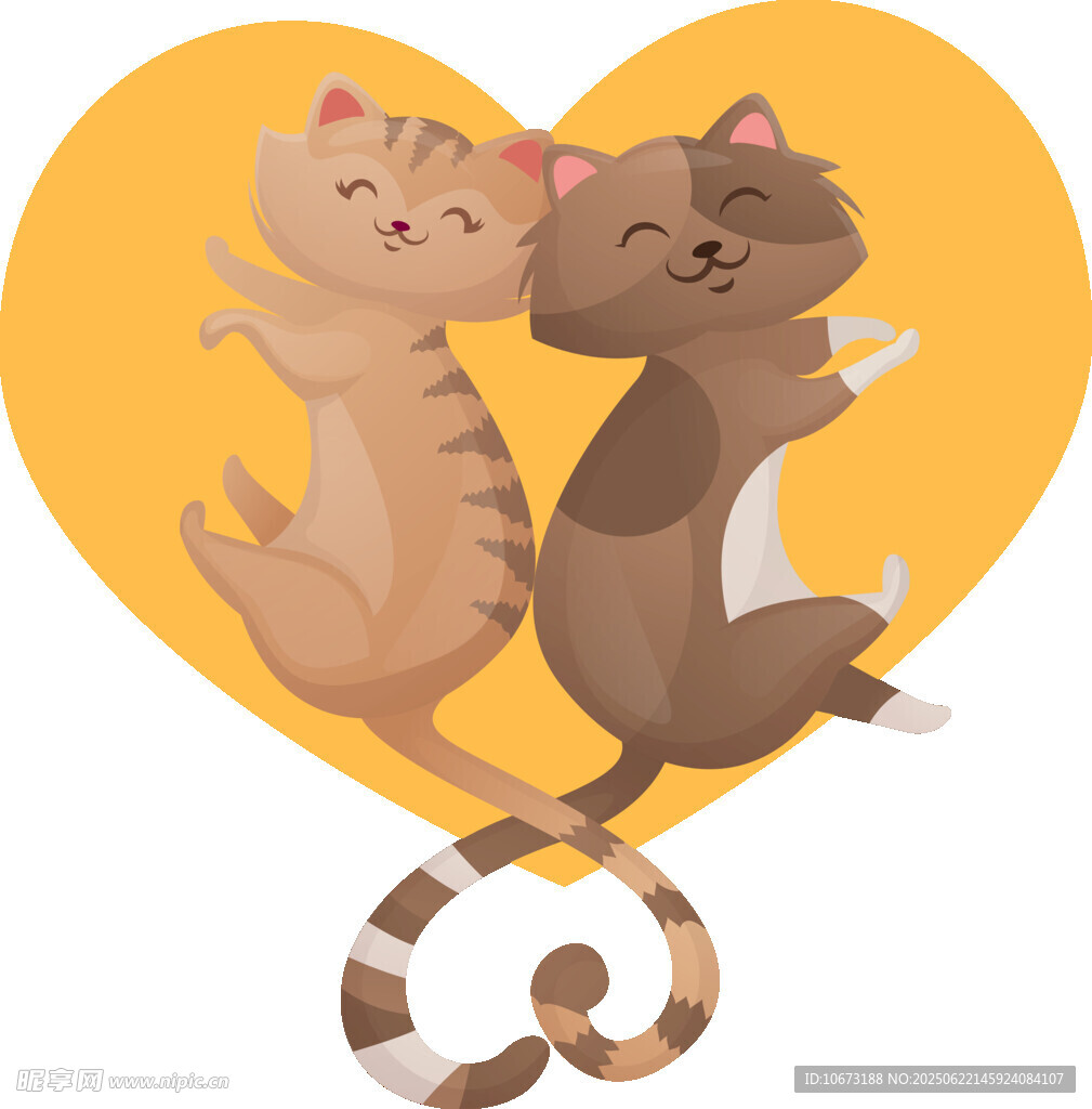 心形中亲昵的两只猫咪