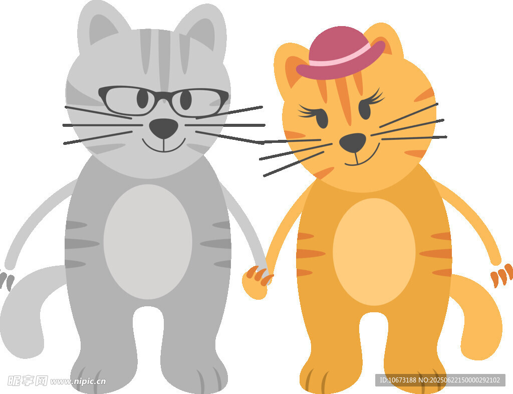 两只可爱猫咪牵手