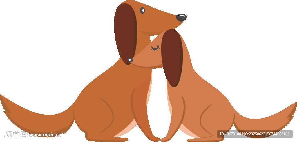 两只可爱腊肠犬依偎图
