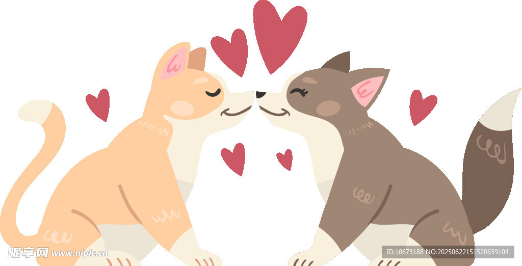 甜蜜亲吻的两只可爱猫咪