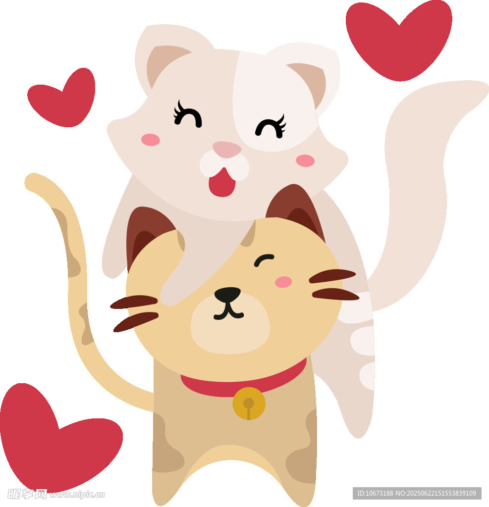 可爱猫咪甜蜜依偎