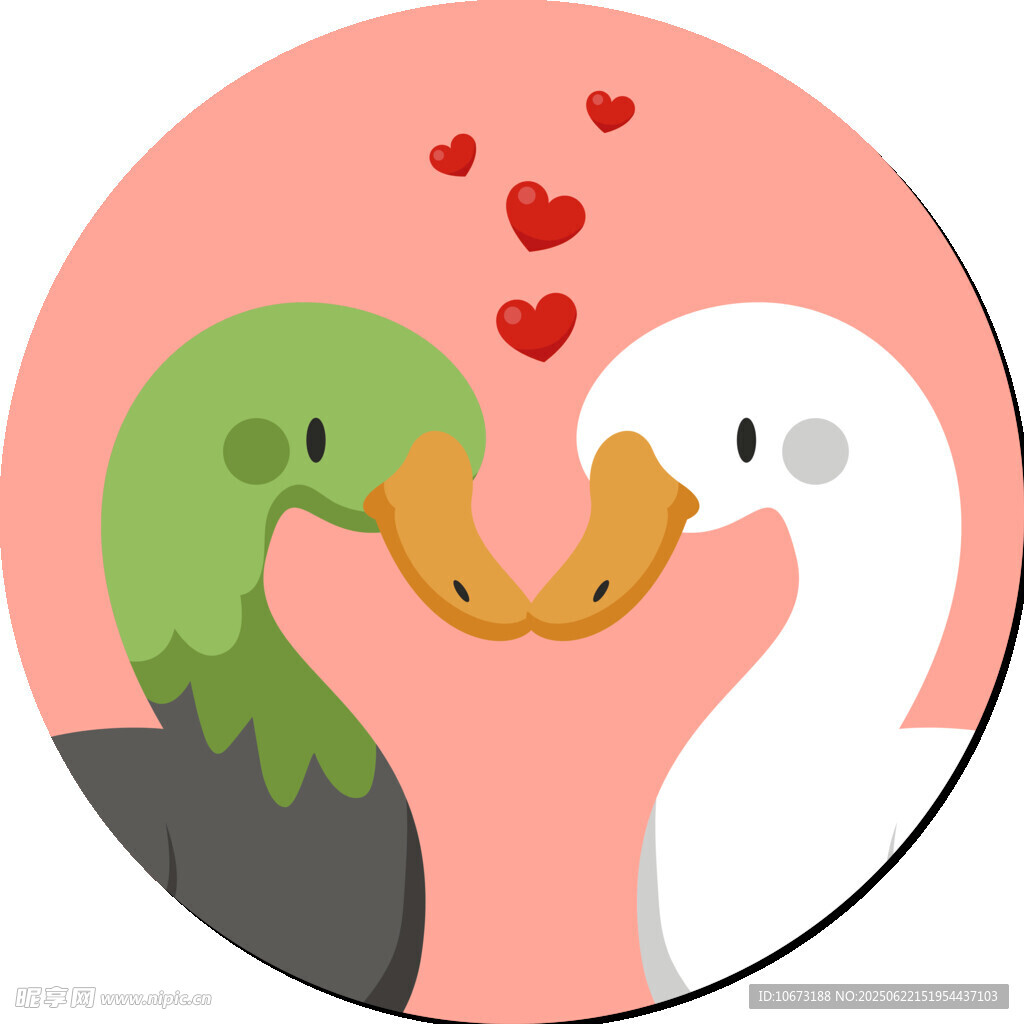 两只小鸟亲吻爱心画面