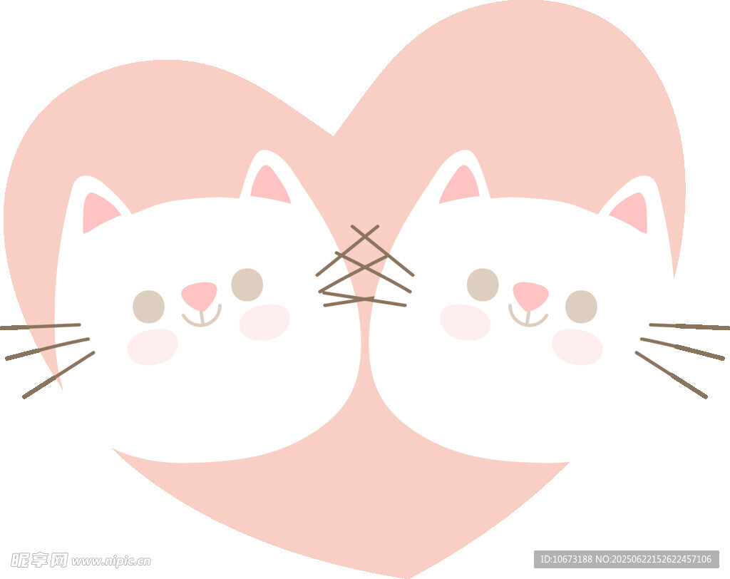 爱心双猫可爱插画