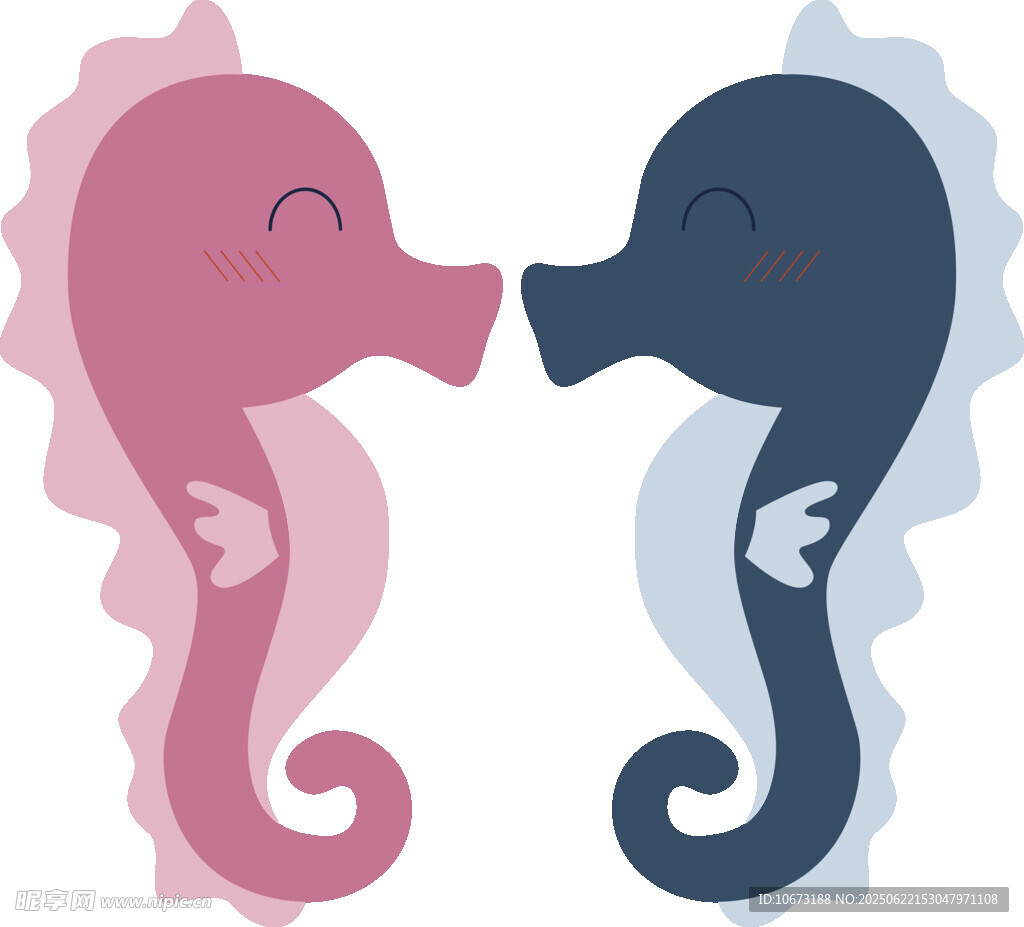 可爱海马情侣插画