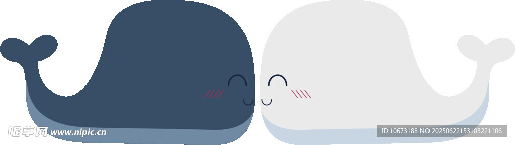 可爱双鲸鱼插画