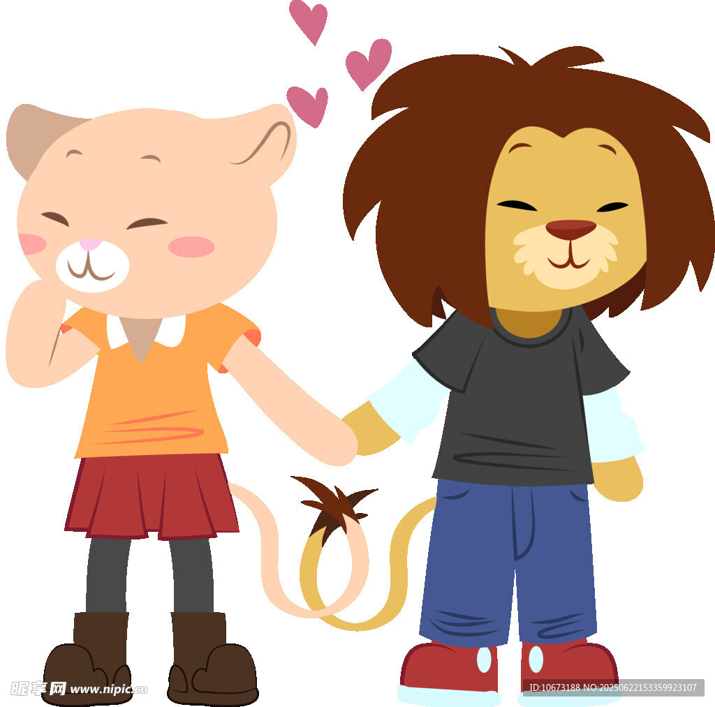 小猫与小狮子的甜蜜牵手