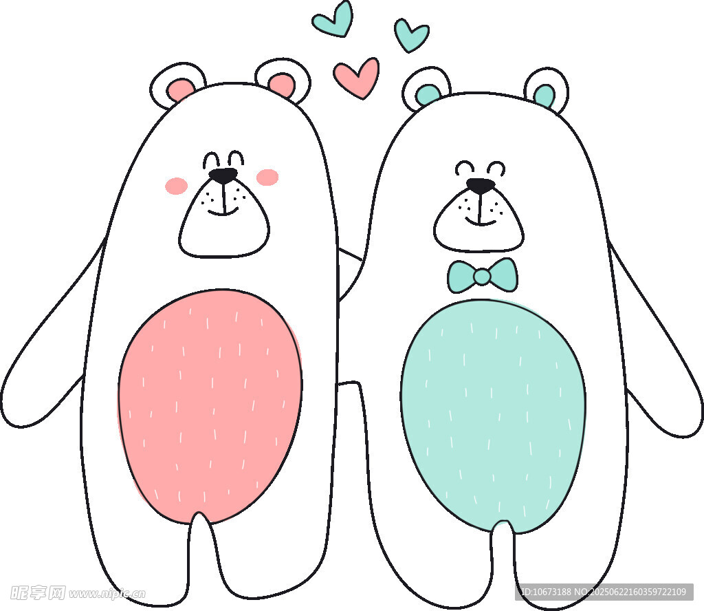 可爱情侣熊插画