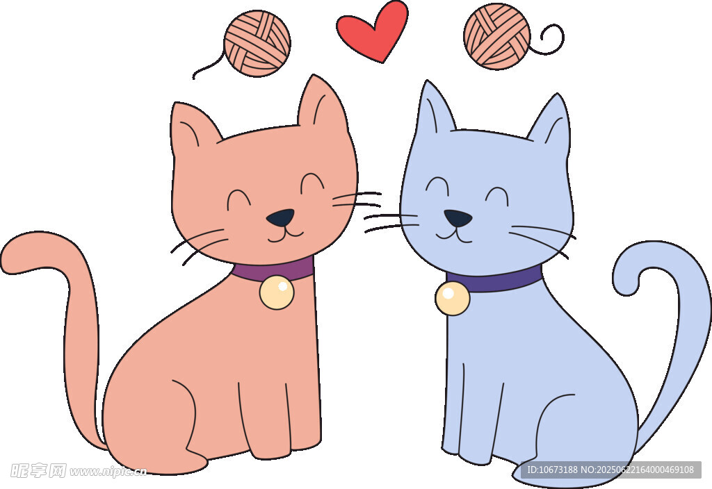 可爱双色猫咪甜蜜相伴