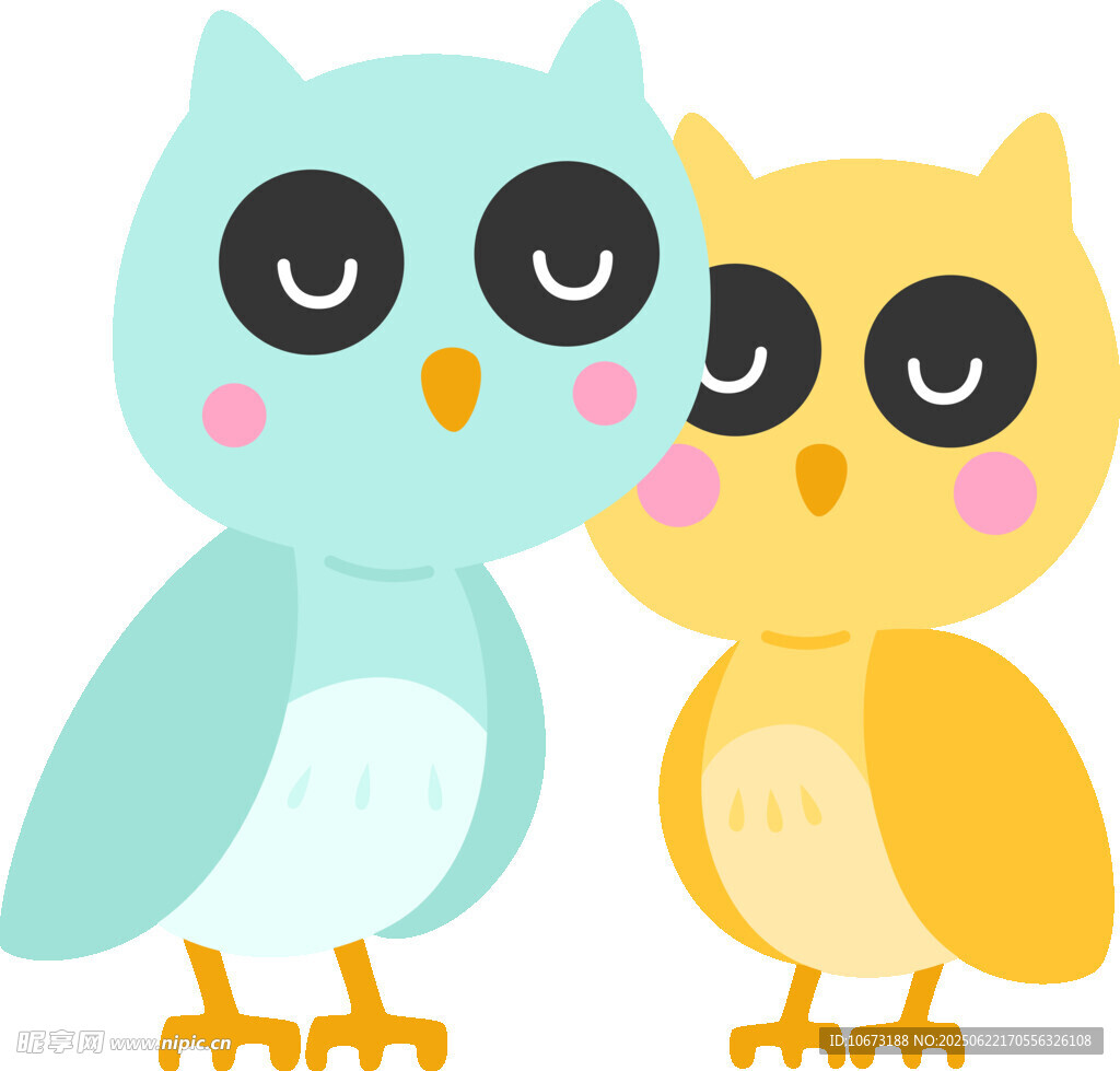 可爱猫头鹰情侣插画
