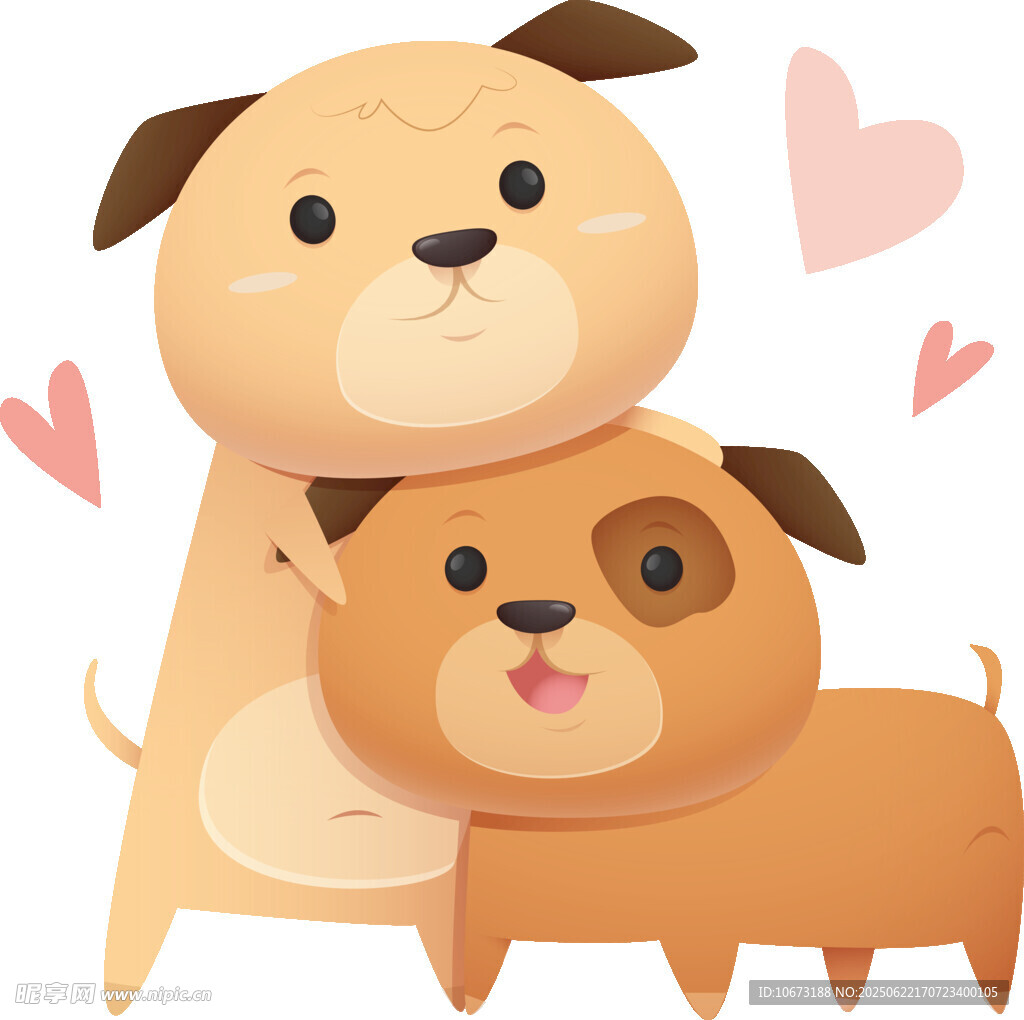 两只萌犬亲昵依偎