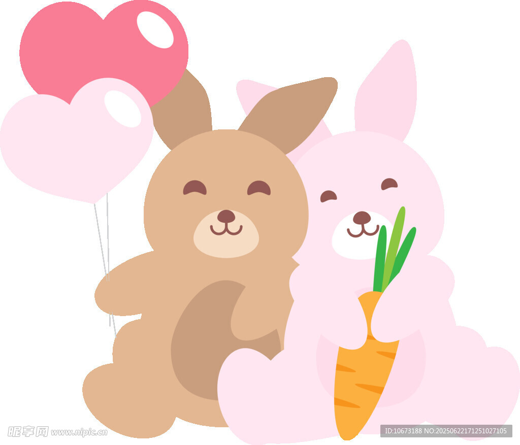 可爱兔子与胡萝卜温馨画面