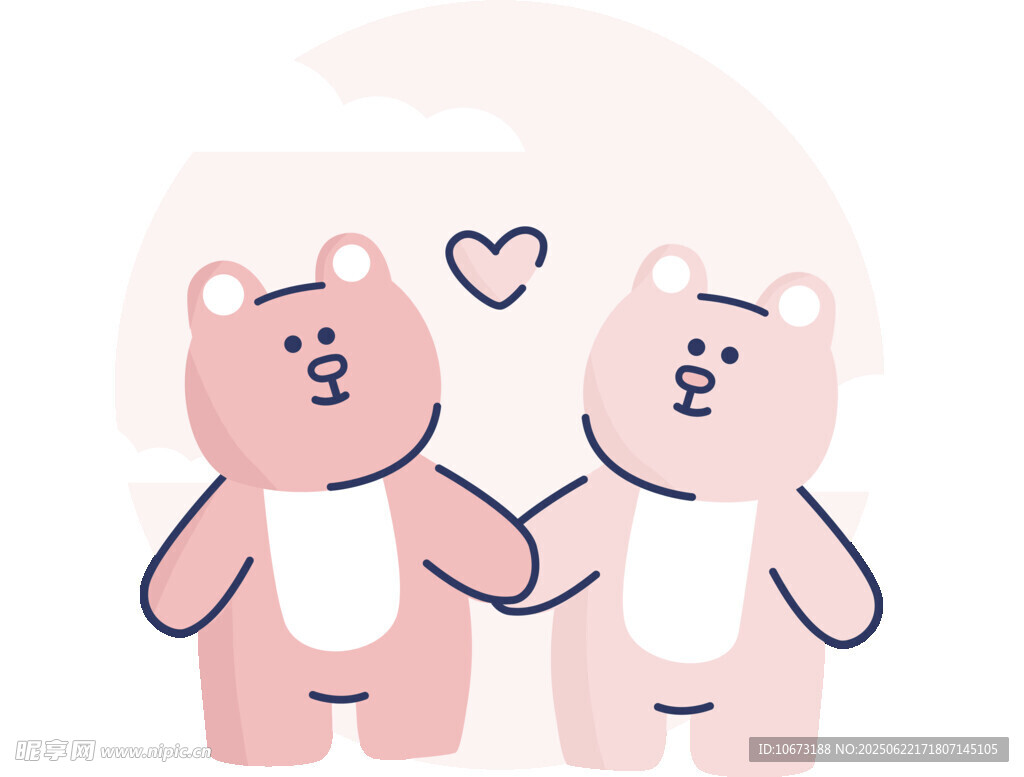 牵手小熊情侣插画