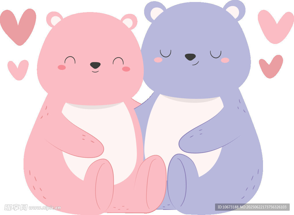 可爱双熊依偎图