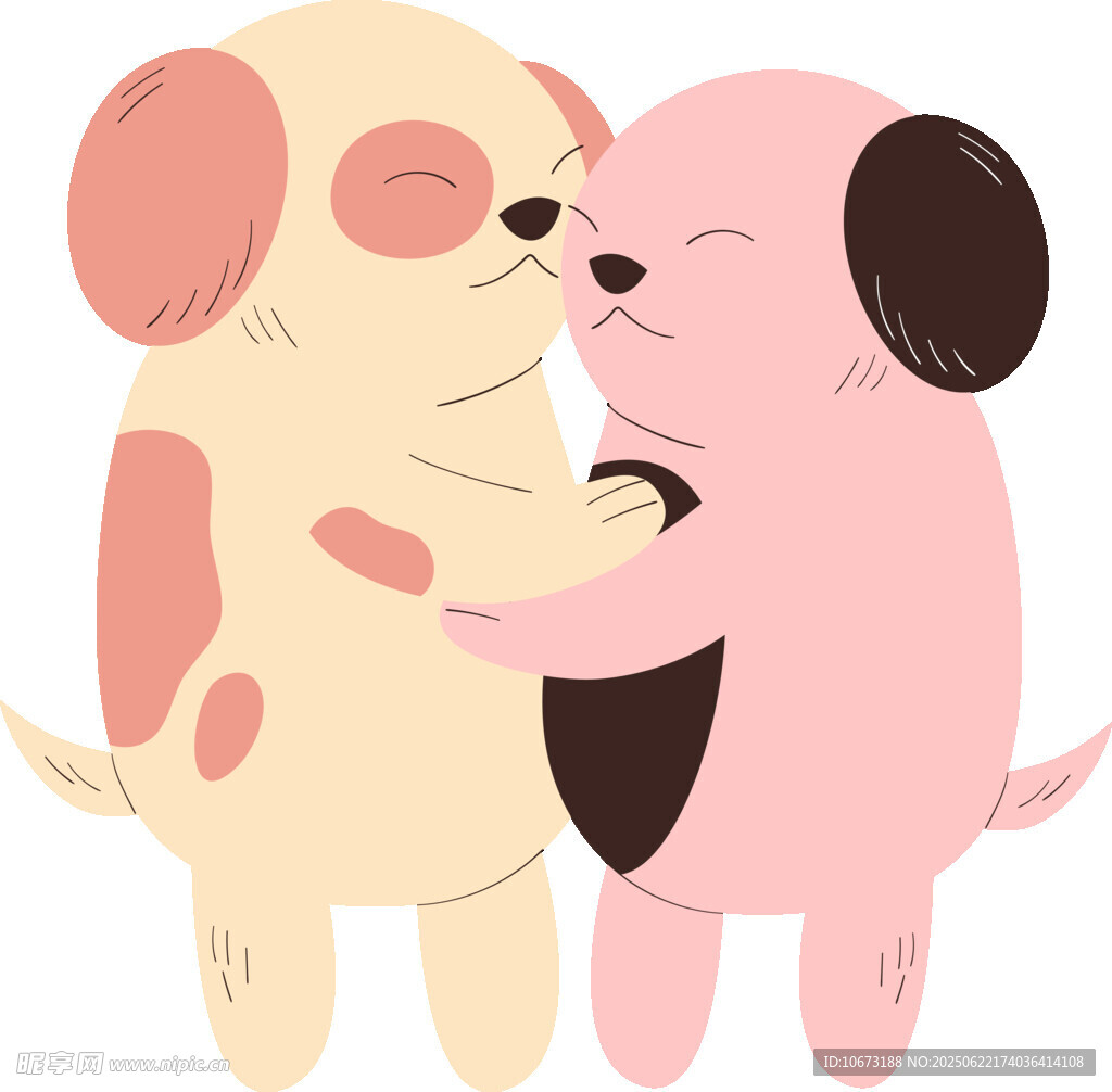 可爱小狗与小猪温馨相拥