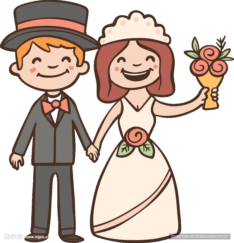 卡通风格新婚夫妇形象