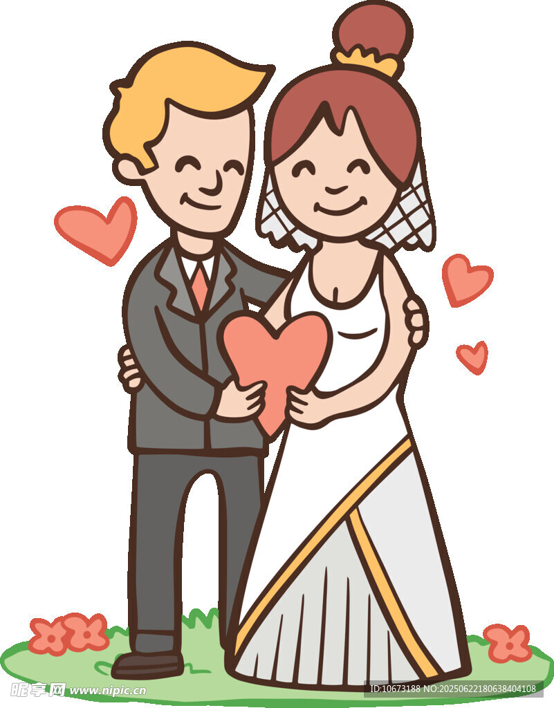 甜蜜新婚夫妇幸福相拥