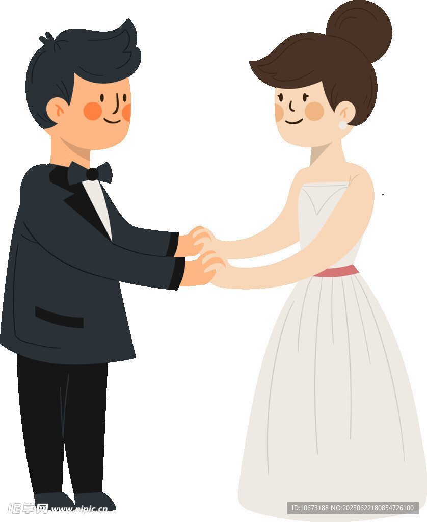 新婚夫妇牵手甜蜜瞬间