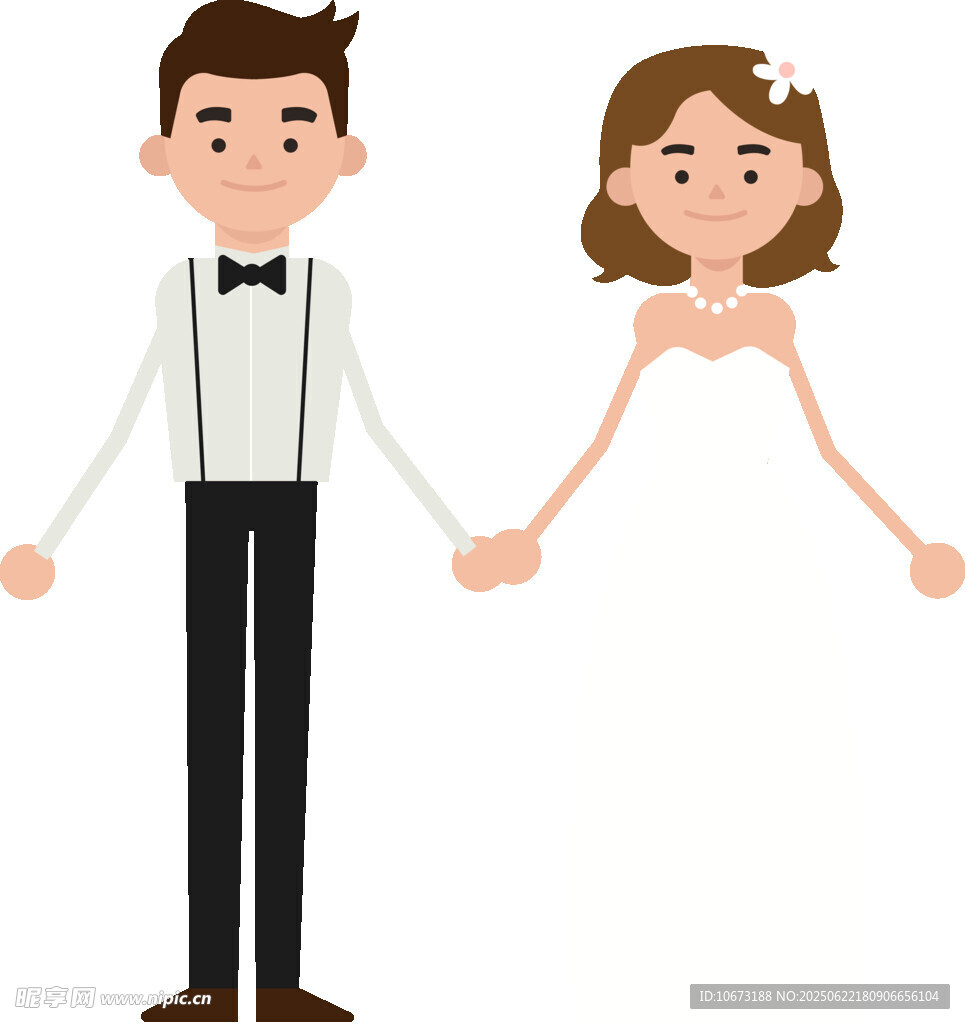 新婚夫妇甜蜜牵手