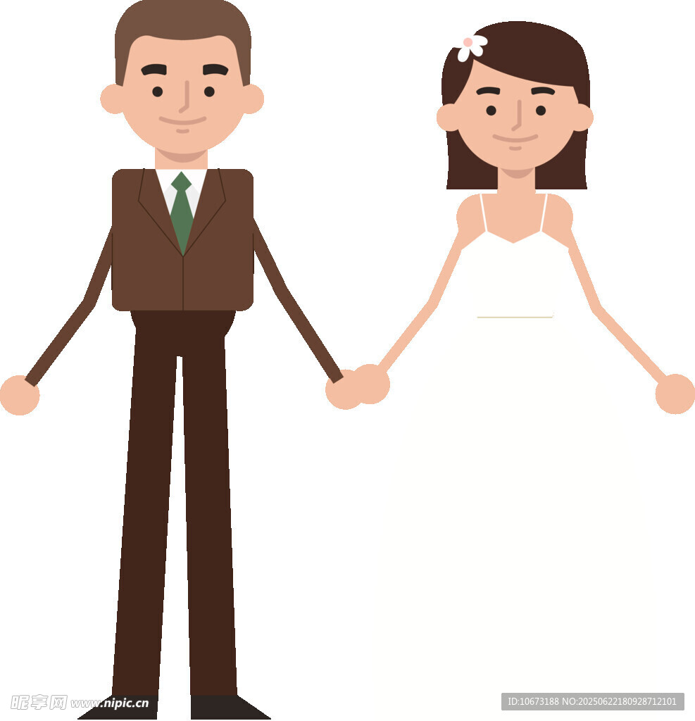 新婚夫妇牵手甜蜜瞬间