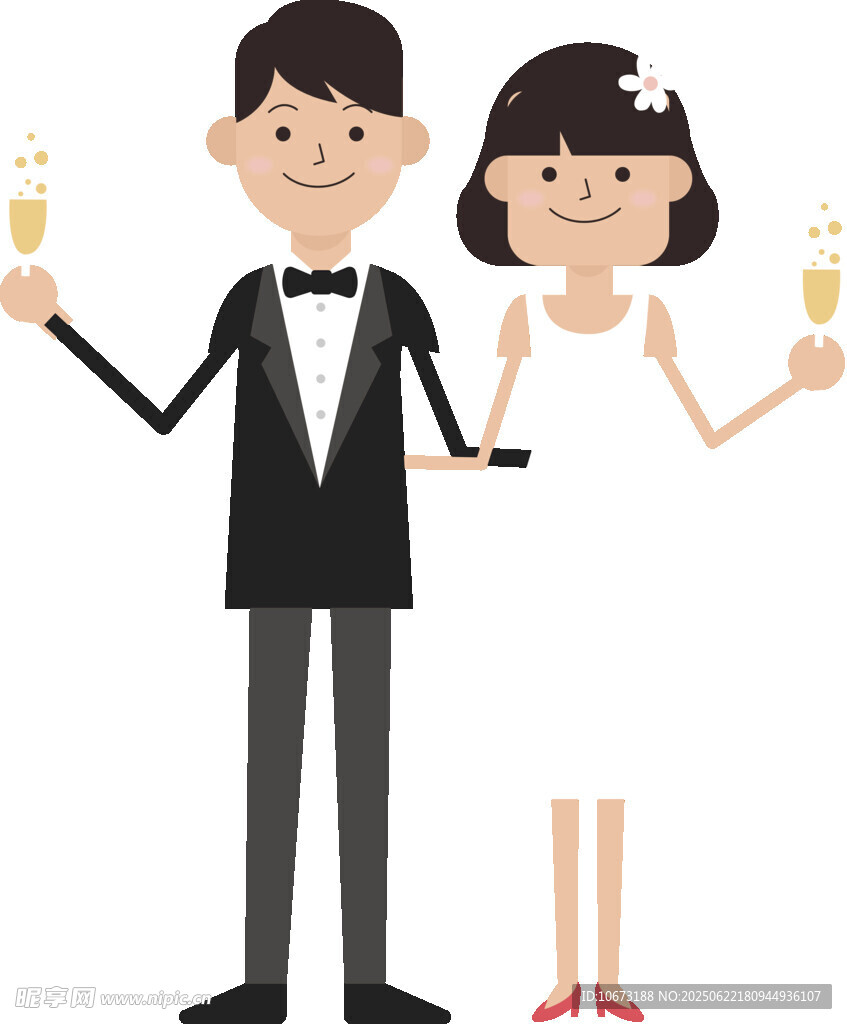 新婚夫妇举杯庆祝