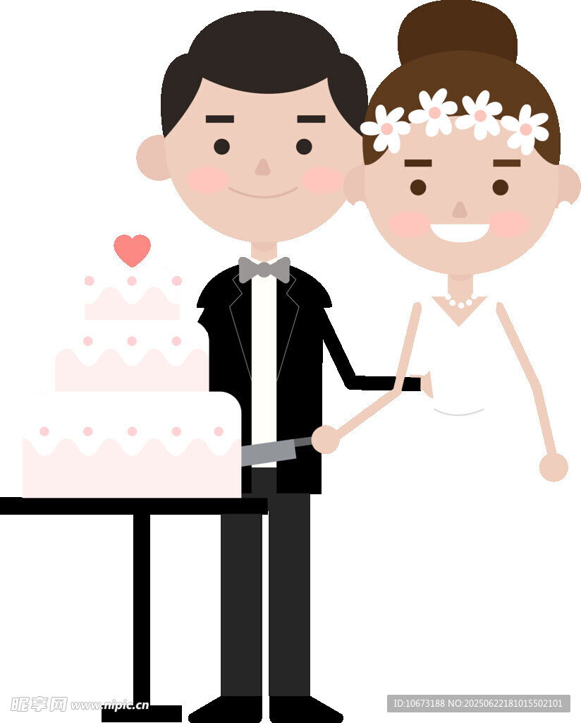 新婚夫妇与甜蜜婚礼蛋糕