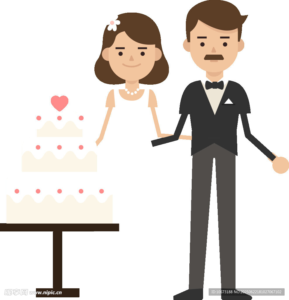 新婚夫妇与甜蜜婚礼蛋糕