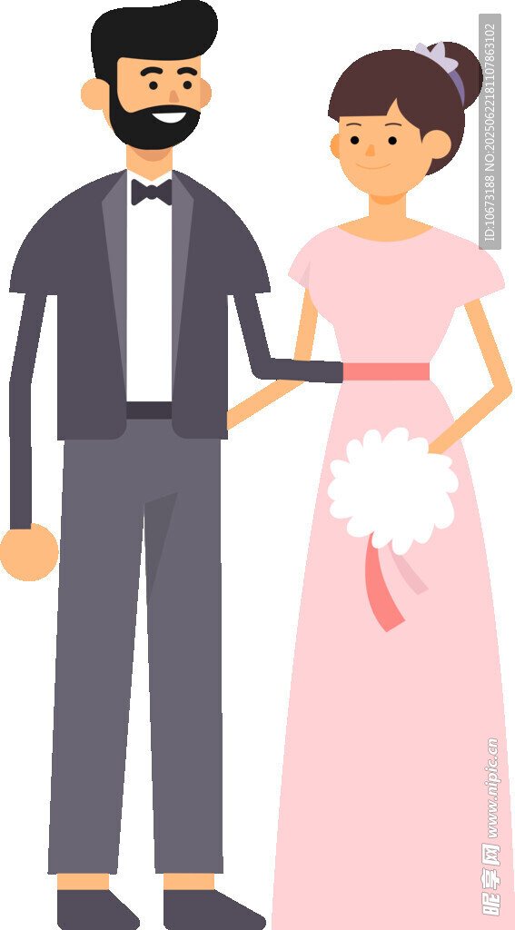新婚夫妇甜蜜牵手