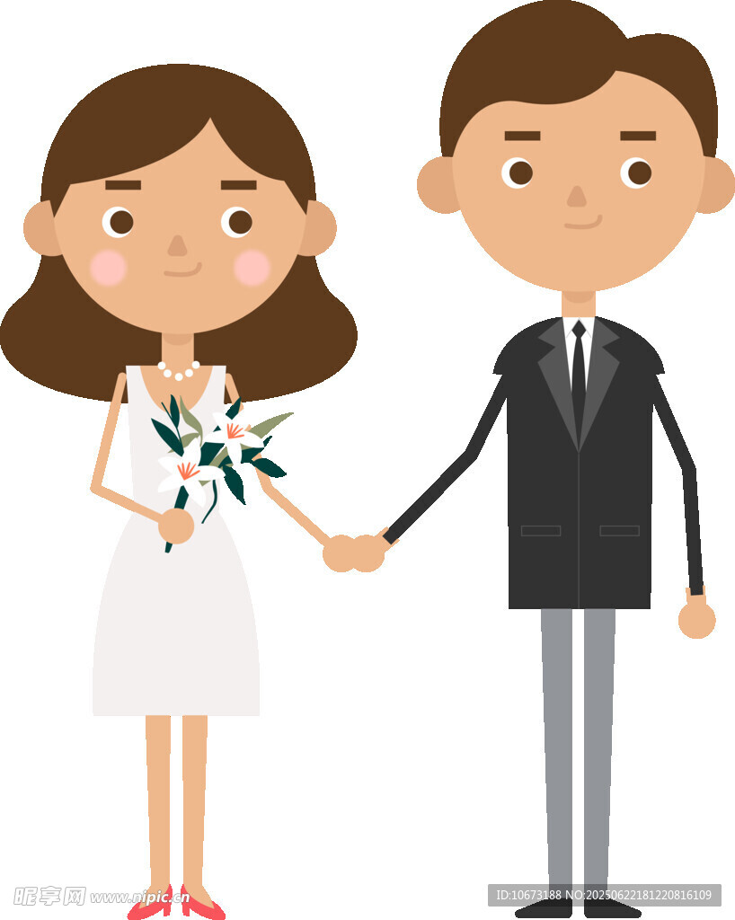 牵手的新婚夫妇