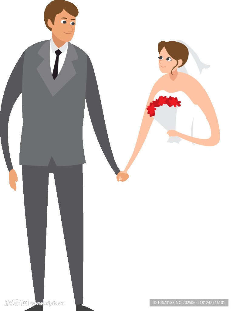 新婚夫妻牵手甜蜜瞬间