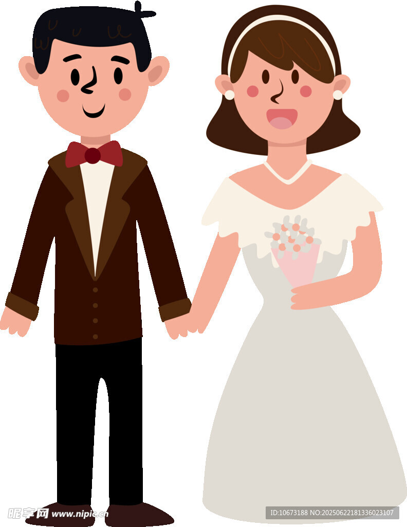 新婚夫妇甜蜜牵手
