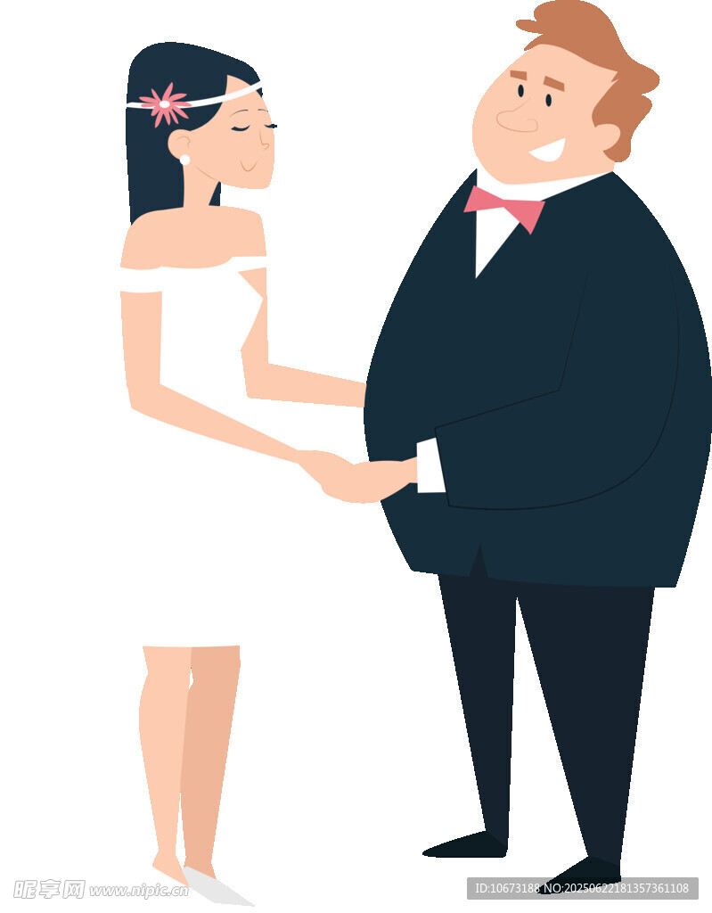 新婚夫妻牵手甜蜜瞬间