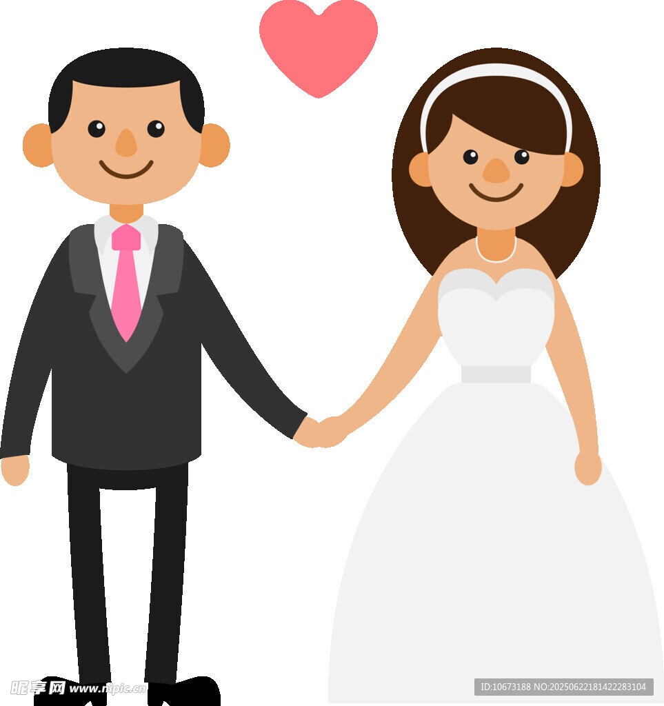 新婚夫妇甜蜜牵手