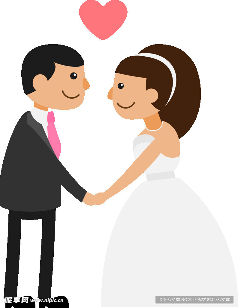 新婚夫妇甜蜜牵手