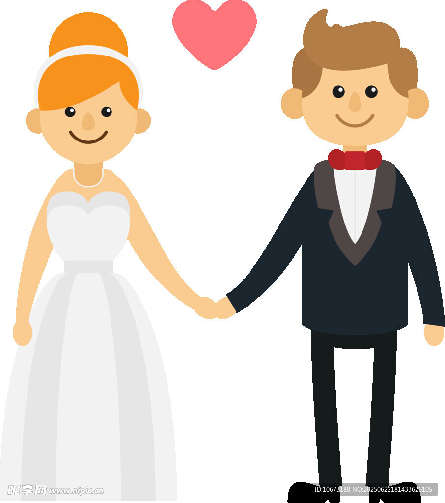 幸福新婚夫妇甜蜜牵手