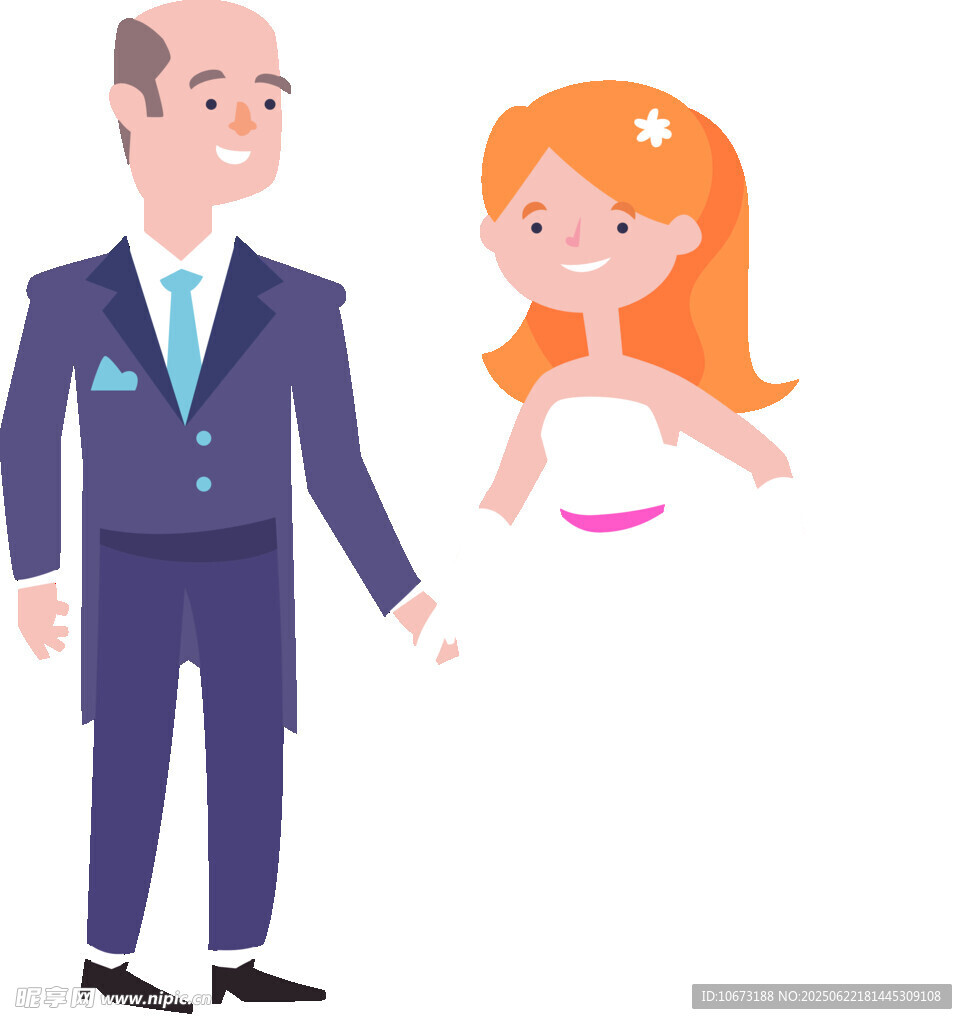 父亲牵女儿手准备婚礼
