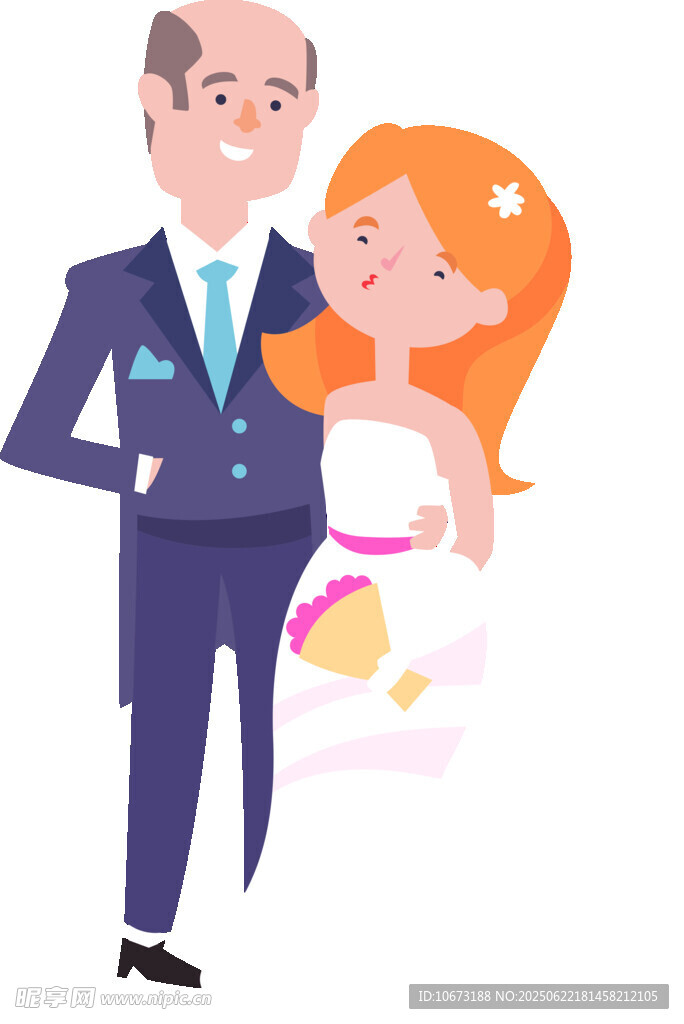 新婚夫妇甜蜜相拥