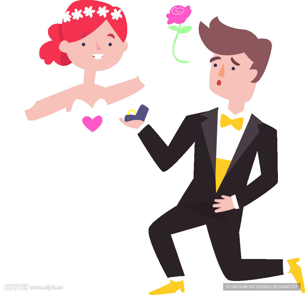男士跪地向女士浪漫求婚