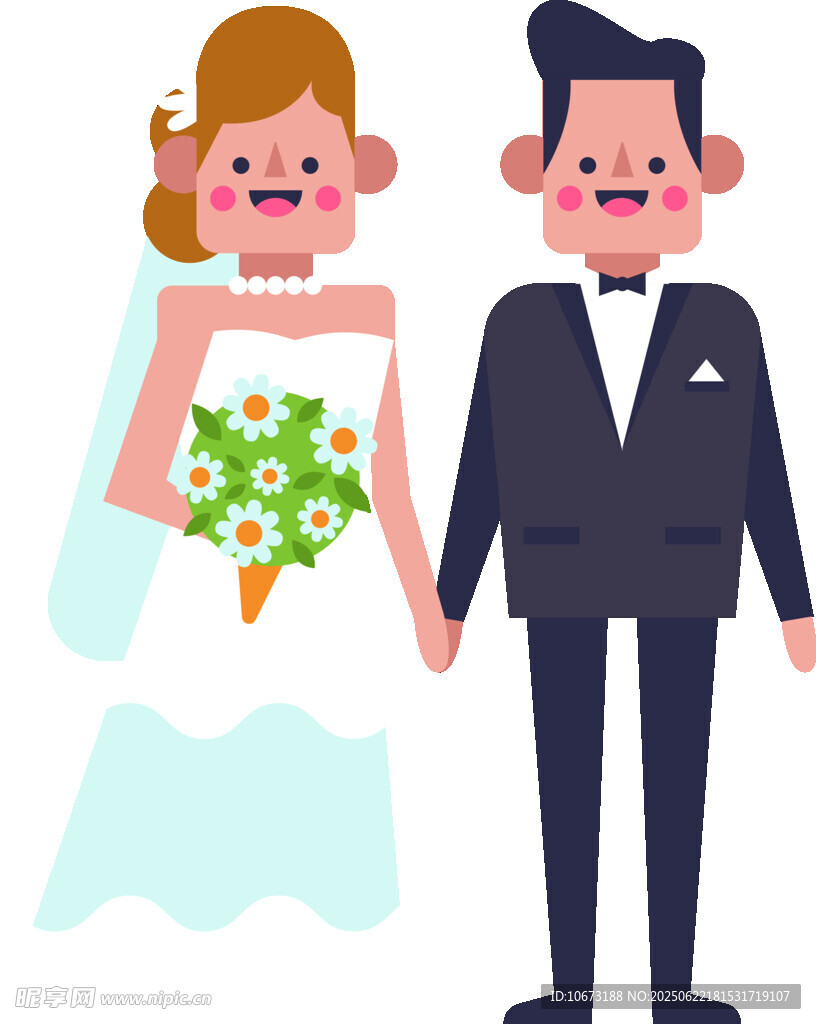 新婚夫妇手牵手