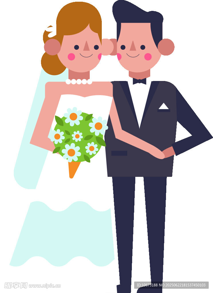新婚夫妇甜蜜相拥
