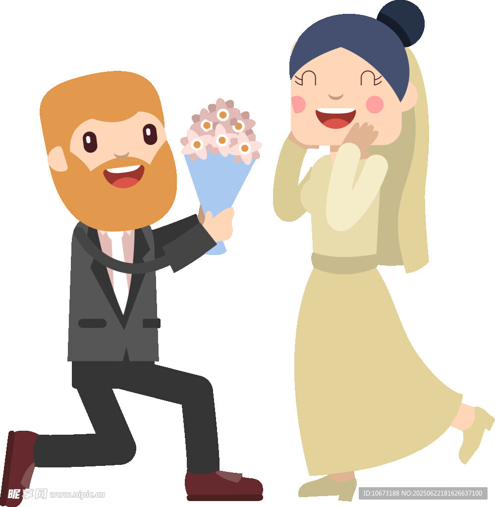男子跪地向女子浪漫求婚