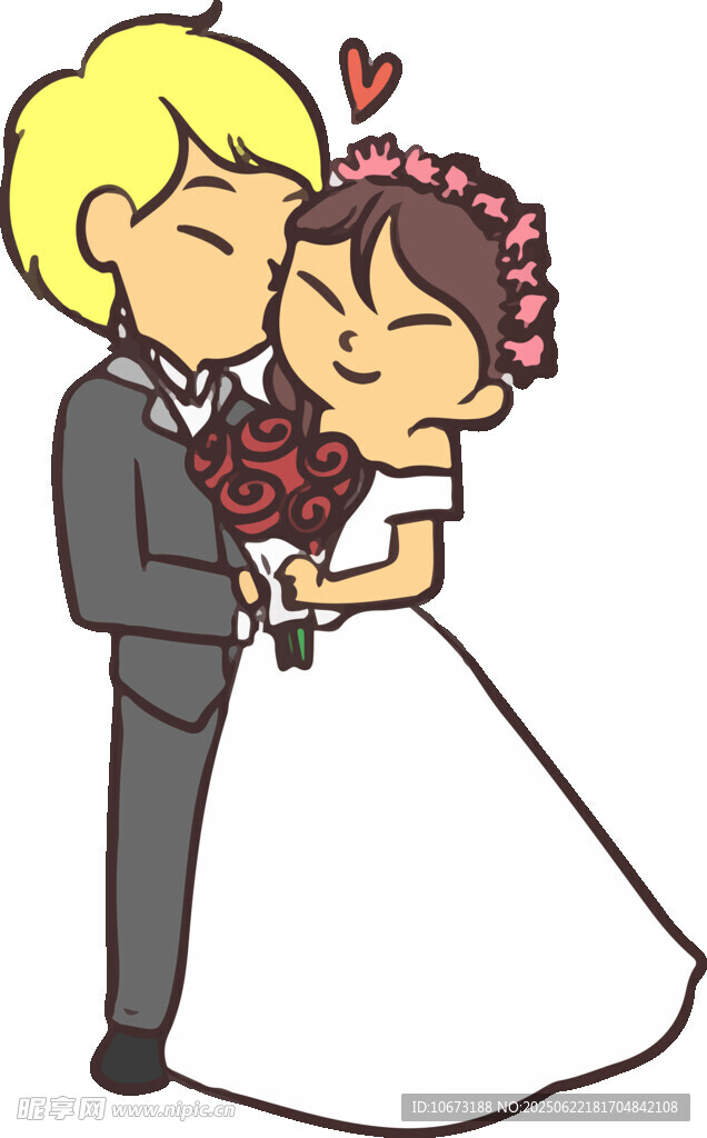 新婚夫妇甜蜜相拥