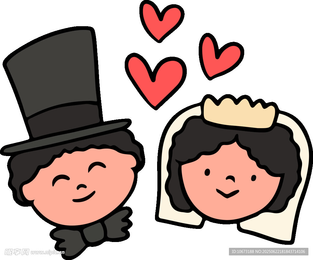 新婚夫妇甜蜜卡通形象