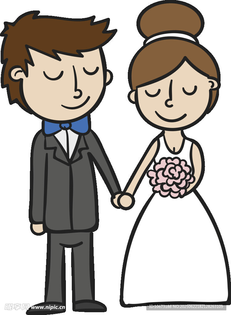 新婚夫妇甜蜜牵手