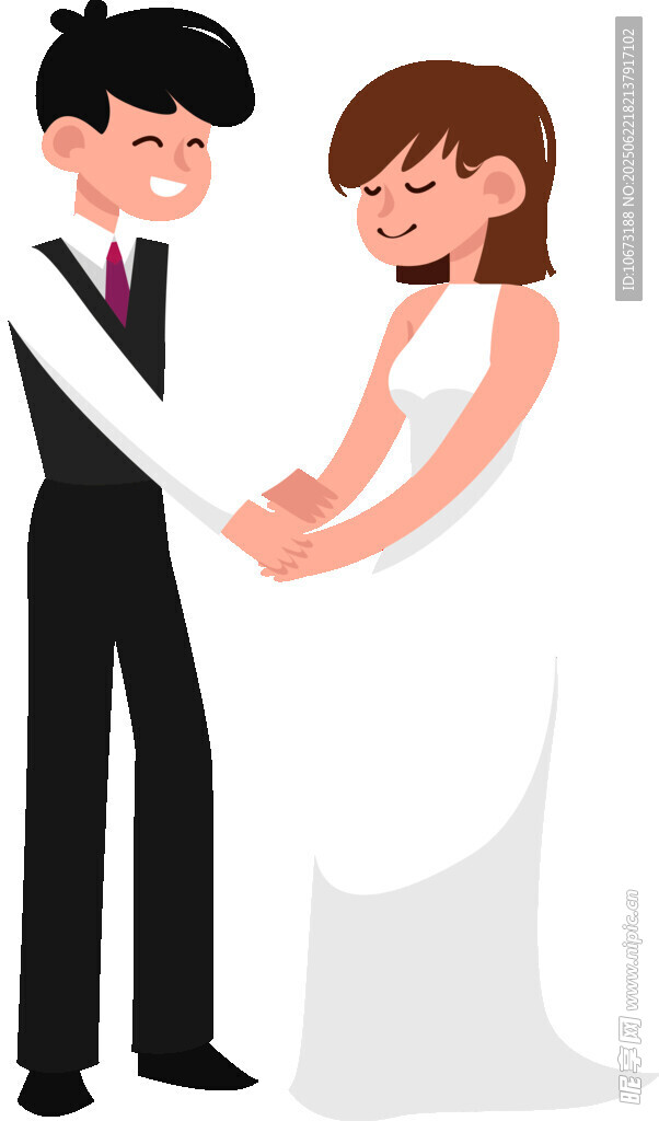 新婚夫妻牵手甜蜜瞬间