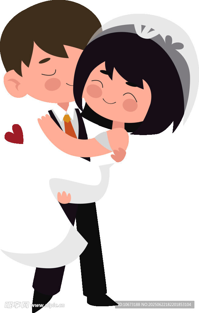 甜蜜新婚夫妇幸福相拥