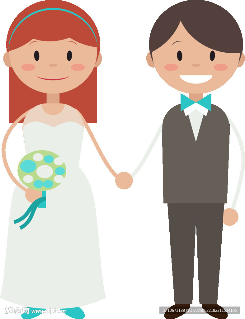 卡通风格的新婚夫妇形象