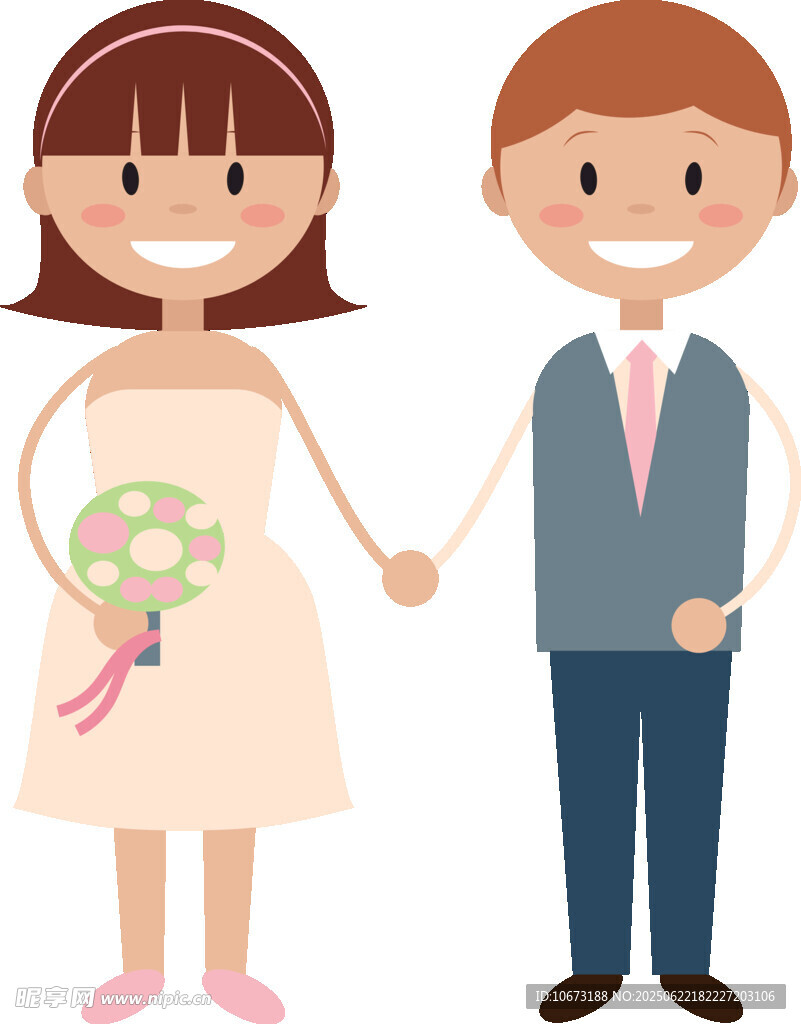 新婚夫妇牵手幸福时刻