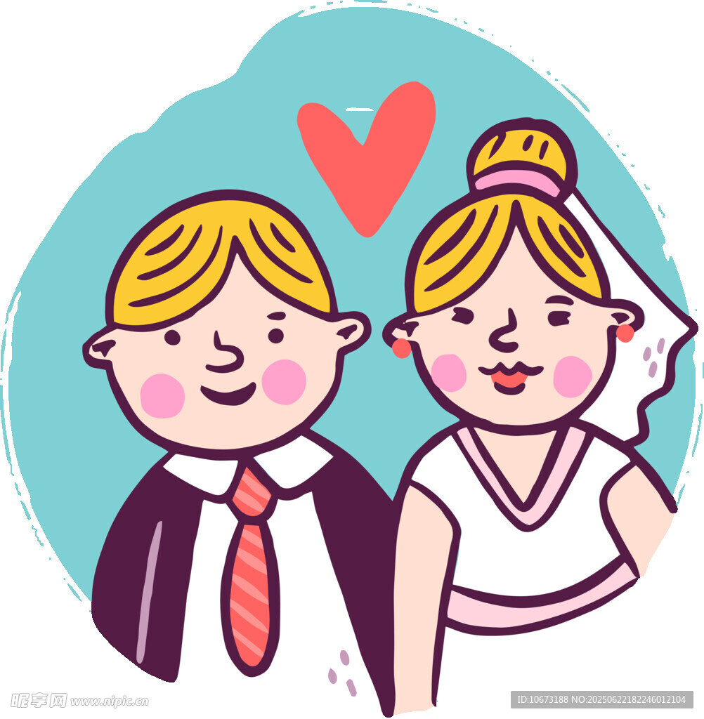 卡通风格新婚夫妇形象